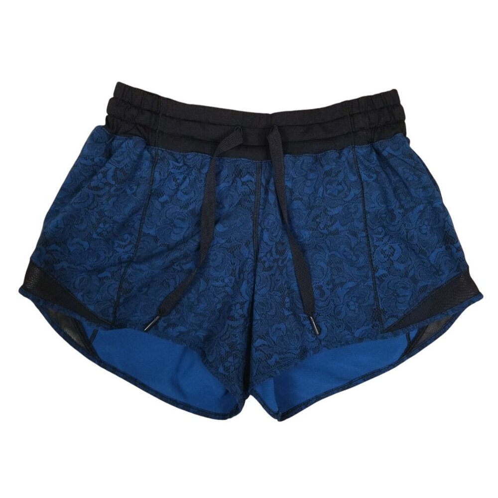 Lululemon Hotty Hot Short (Long 4") Mini Park Lace Multi Black Sz 4